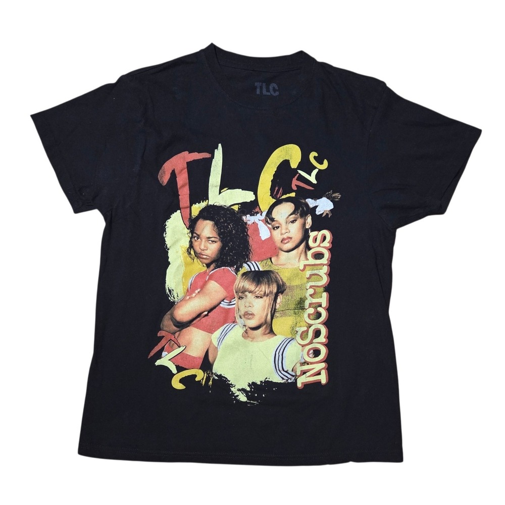 TLC No Scrubs Black 90s R&B Hip Hop Band Graphic Tee T-Shirt Size Medium